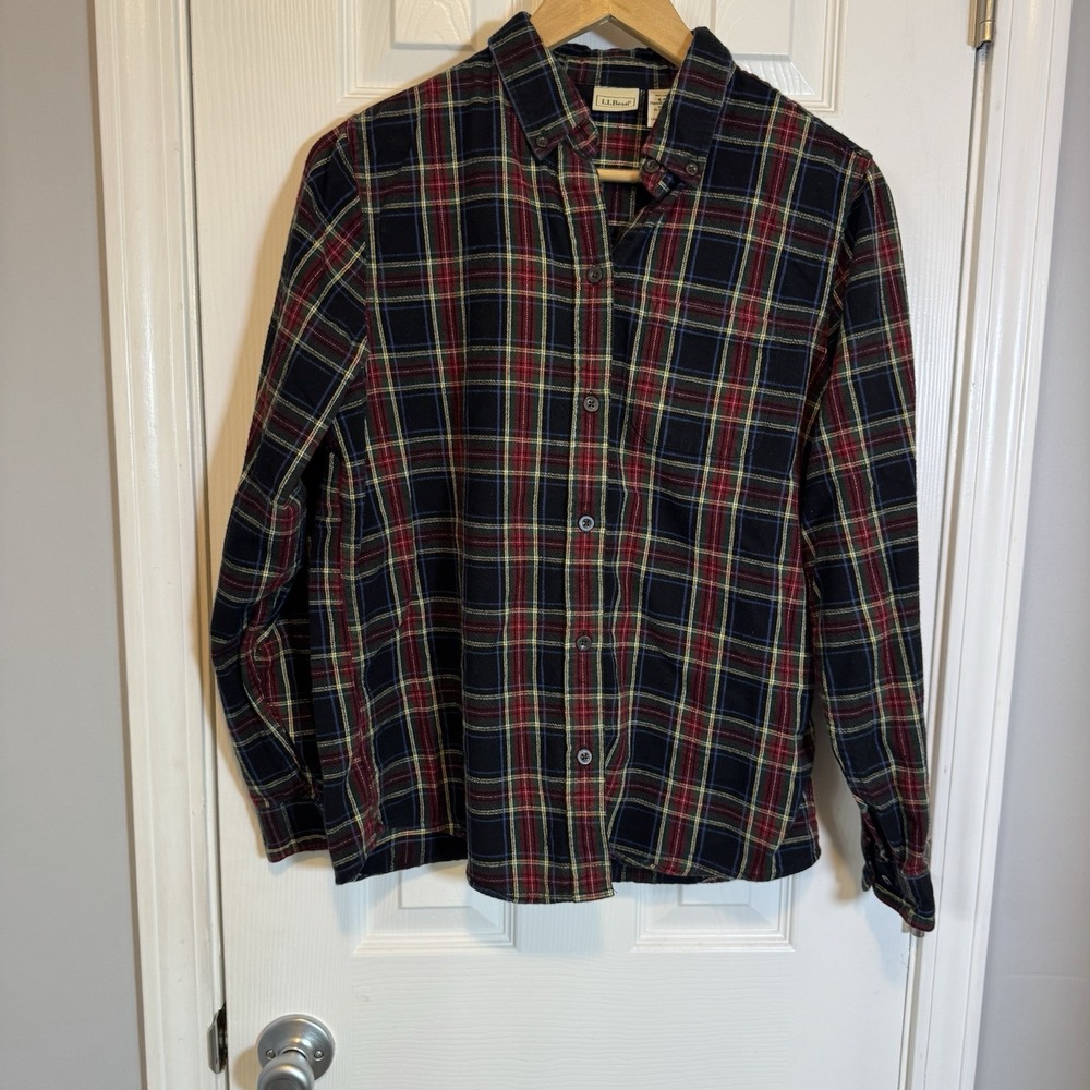 LL Bean Flannel Shirt Mens S Small Traditional Fit Scotch Plaid Outdoor Hiking